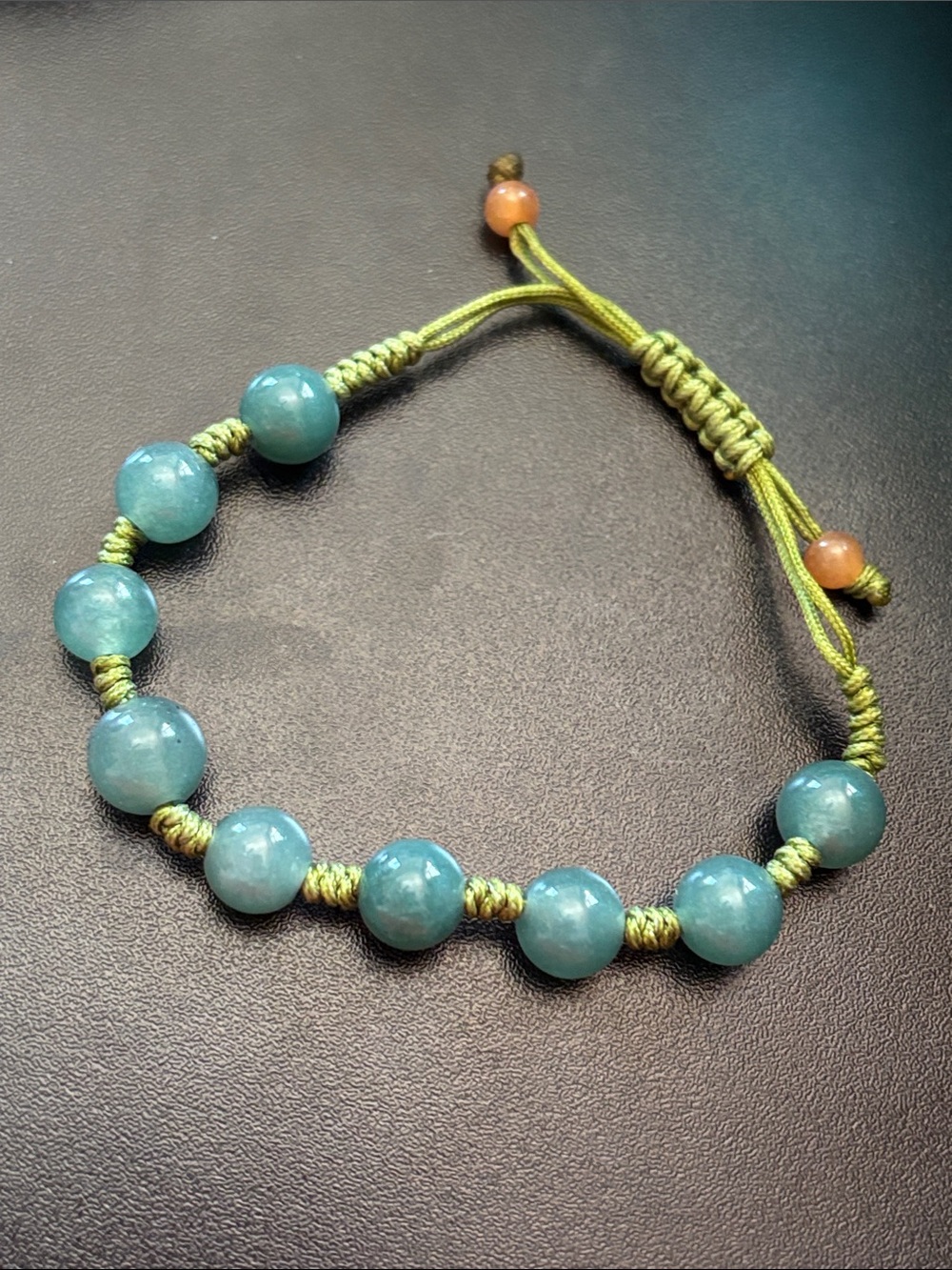 Beaded Aqua Blue Adjustable Cord Bracelet